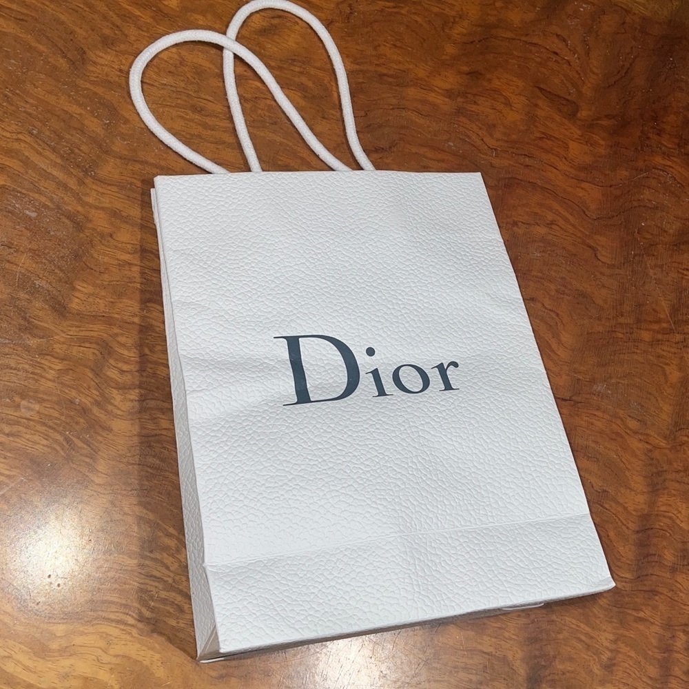 Dior White Paper Shopping Bag 10.25” x 8” x 3.25” Textured finish